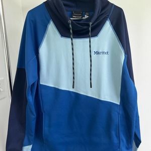 Marmot Blue Color Block Hoodie Sweatshirt SZ Large